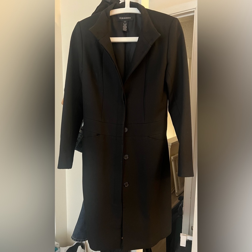 Club Monaco Black Women's Tailored Wool Coat